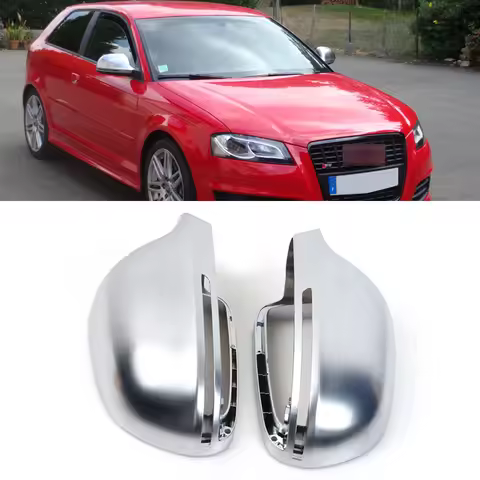 1Pair Matte Chrome Rearview Side Mirror Cover House Cap Shell Lid For Audi A3 S3 8P 2008-2009/A4 S4 