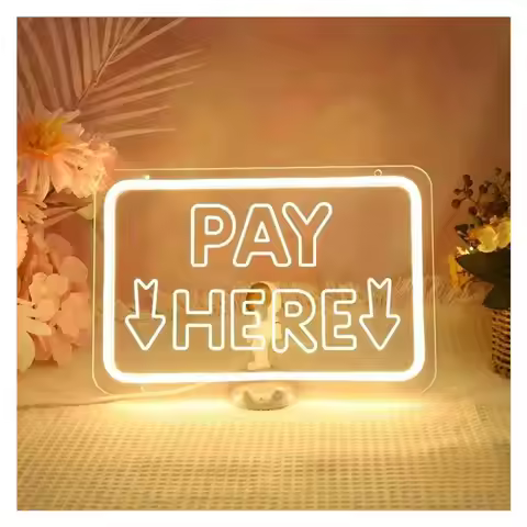 "PAY HERE" Neon Sign Personlity Lights For Gamer Room Decoration Grinch Restaurant Wall Panels Decor
