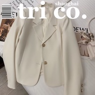 Beige / Black suit jacket women's Korean version short suit jacket leisure temperament high sense cropped blazer