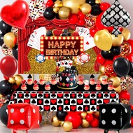 Casino Party Decorations, 85 Pcs Casino Themed Party Supplies - Casino Party Balloons Backdrop Cake 