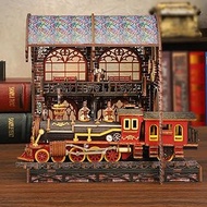 CUTEROOM Book Nook Kit for Adults, 3D Wooden Puzzle DIY Miniature Dollhouse Booknook Kit with LED Li