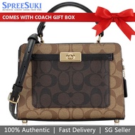 Coach Handbag In Gift Box Crossbody Bag Signature Black Mini Lane Top Handle Khaki Brown # C8688