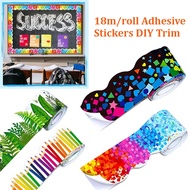 18m/roll Adhesive Stickers Classroom Bulletin Board Border DIY Trim Colorful Dot Colored Wall Decor