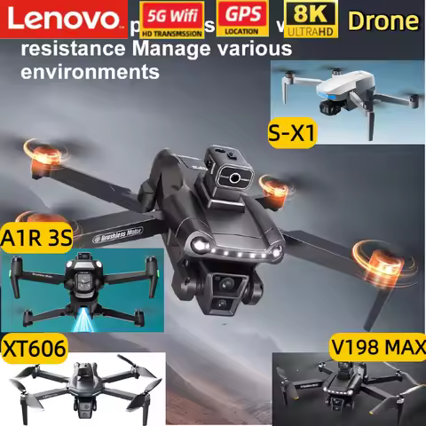 Lenovo Obstacle Avoidance Dual FPV Equipped True GPS 8K Drone V198 MAX XT606 A1R S-X1 WiFi RC Quadco