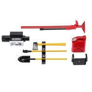 6pcs 1/10 Scale Garage Accessories Tools Hi-Lift Jack Winch Shovel Jerry Can Axe Toy for RC Crawler 