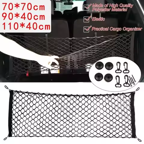 70x70 / 90x40 / 110 x 40 CM Universal Car Trunk Rear Storage Cargo Luggage Nylon Elastic Mesh Holder