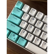 Cyan and white Keycap, 61 keycap backlit GH60 / RK61 / ALT61 / Annie / two-color mechanical keyboard