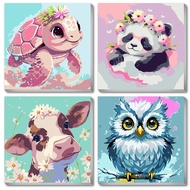 4 Pack Framed Paint by Number for Kids, Cute Animals Paint by Numbers Kit for Beginners,Easy Acrylic