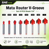 MATA Wood Profile Bit Router Bit V Grooving 90° Bit Shank 1/4