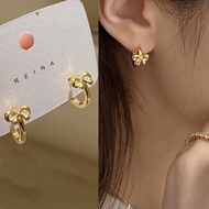 18K Cute Mini Bowkot Earring Gold Ear Studs Jewelry Accessory for Women Girls