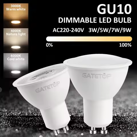 10pcs LED Spotlight GU10 Light Bulb Dimmable 220V 3000K 4000K 6000K 50W Halogen Replacement for Land