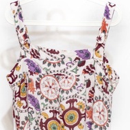 木刻印純棉洋裝 印度棉有機棉背心洋裝 手工蓋印吊帶洋裝-花朵風