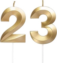 Birthday Candles Numbers 23/32, Gold Birthday Candles, Number Shaped Candle, 3D Cake Decoration, Cak