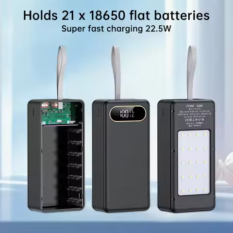 21*18650 Power Bank Case USB Welding Free Power Bank Case Detachable Portable QC 3.0 PD DIY Shell Ho