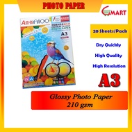 A100 Glossy Photo Paper A3 210gsm (20 sheets)