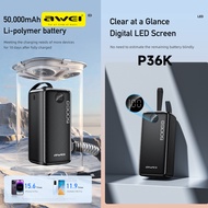 [SG] AWEI P142K P42K P36K Fast Charging 22.5W 50000mAh With Cable Power bank With High Capacity PD20W Powerbank 50K