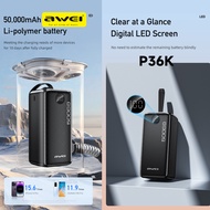 [SG] AWEI P142K P42K P36K Fast Charging 22.5W 50000mAh With Cable Power bank With High Capacity PD20