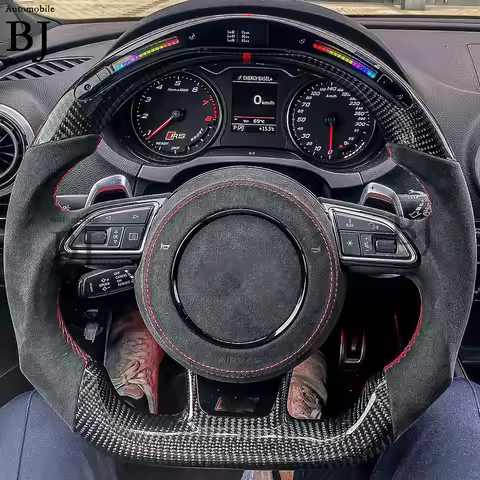 LED Steering Wheel Fit For Audi Rs3 Rs4 Rs5 Rs6 Rs7 S3 S4 S5 A3 A4 A5 Customized Carbon Fiber Racing
