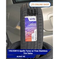 195/55R15 Apollo Tyres ALNAC 4G w/ Free Stainless Tire Valve