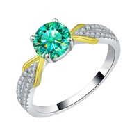 แหวนเพชรสีฟ้าสวยสำหรับผู้หญิงแหวนเพชรห้องแล็บเครื่องประดับเงิน S925