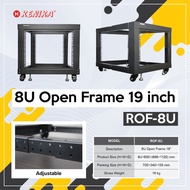 Kanika Open Rack 8U Open Frame 19" (H8U x W600 xD (666~1120) mm) adjustable ROF-8U
