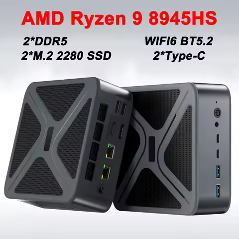 GH8 AMD Ryzen 9 8945HS MINI PC Windows 11 Pro 2*DDR5 2*M.2 2280 SSD WIFI6 BT5.2 2.5G Lan Type-C Desk