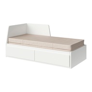 FLEKKE 坐臥兩用床附2抽/2床墊, 白色/vannareid 高硬, 80x200 公分