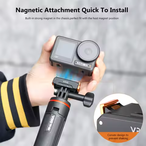 VRIG AC-31 Magnetic Quick Release Mount for DJI OSMO Action 5 Pro/4/3 Adapter with 1/4" Goro Mount f