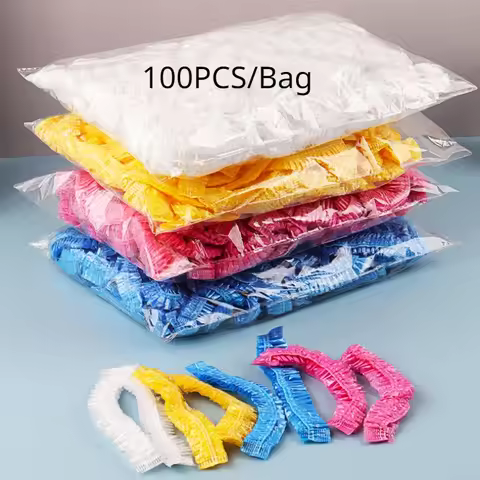 Disposable Shower Cap Covers Sauna Accessories Transparent and Waterproof Disposable Hair Caps Bathr