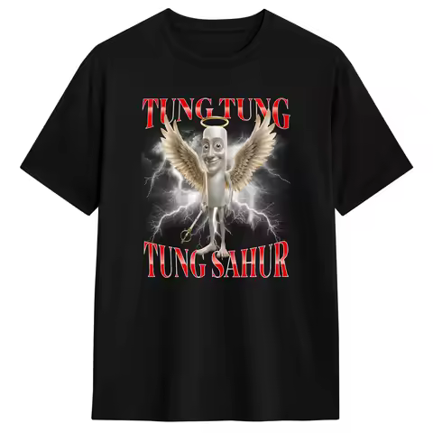 Tung Tung Tung Sahur Italian Brainrot Fun Meme T Shirt Harajuku T-Shirts Short Sleeve Tops Summer Co