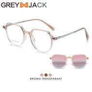 grey jack kacamata clip on polarized anti uv bentuk kotak aviator 2182 - brown tp clip on 2in1