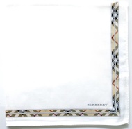 Burberry 復古手帕 簡約純白口袋巾 20 x 20 英吋