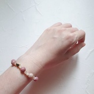 粉霧玫瑰 天然晶石手環(薔薇輝石.橙月光石.阿富汗花玉)桃花.轉運