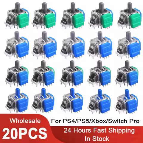 20Pcs 3D Analog Stick Set TMR Effect Replacement Joysticks for DualSense PS5 PS4 Xbox Series X/S Swi