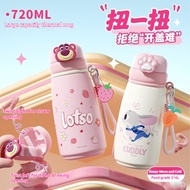 Pipjoy Cute Losto Mickey Water Bottle with Straw 720ml Double Drinking Vacuum Flask For Kids Sus316 