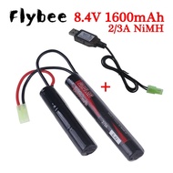 2/3A 8.4v 1600mAh Butterfly Nunchuck NIMH Battery Pack with USB Charger for Airsoft Guns M110, SR25,