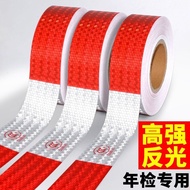 AT-🎇Construction Site Truck Reflective Sticker Body Reflective Strip Car Sticker Vehicle Annual Inspection Red and White
