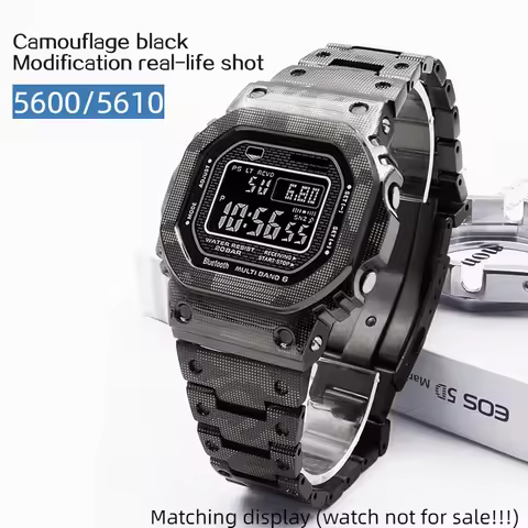 Camouflage DW5600 5610 metal case strap For Casio G-SHOCK DW-5600 GW-M5610 Carved set Men mod kit Ti