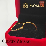 MOMAS Cincin ZigZag Emas 916 Tulen Cincin Bajet Emas 916