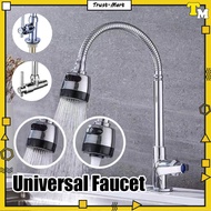 Kitchen Sink Flexible Hose Stainless Steel Flexible Faucet Sink Tap 360° Swivel Sink Faucet Cold Wat