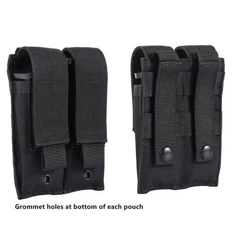 New Molle Double Pistol Mag Pouch Single Double Stack Magazine for 9mm/.40 Calibers Gl 17 S&W M&P Si