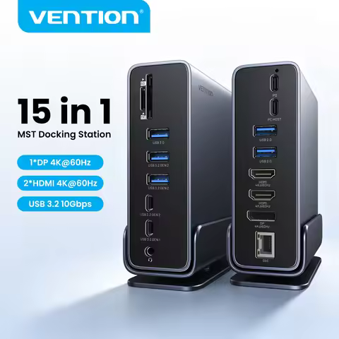 Vention USB C MST Docking Station 15 in 1 4K@60Hz HDMI DP Triple Monitor USB 3.2 HUB PD 100W Adapter