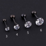 1Pc Anting Tusuk Titanium Zircon Berlian Bentuk Tulang Ukuran 3mm sampai 6mm untuk pria Wanita