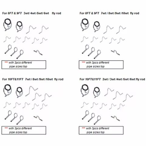 NooNRoo Fly Rod Repair Guide Set 2 Bags/Set 3 color 8FT & 9FT &10FT &11FT 2wt /3wt/4wt/5wt/6wt/7wt/8