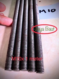 As Drat M10 Panjang 1 Meter Baut Long Full Drat pitch 1.5 ( drat kasar ) Harga 1pcs
