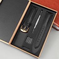 สายนาฬิกาหนังแท้ใช้แทนสายนาฬิกาหนังวัวสีน้ำตาลอ่อน Longines Tianwang DW Tis CK 18 20 22mm