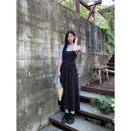 HRG Phong Cách Đỏ Hội Trường Người Sling Dress Mùa Hè 2024 Mới Áo Dài Màu Đen Họa Tiết Hoa Cao Cấp C