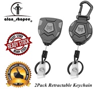 Heavy Duty Retractable Keychain, Belt Clip Ver. &amp; Carabiner Ver, 8 oz Retraction, 31.5" Steel Rope, Tactical ID Badge Reel with Key Chain Retractor, 2-Pack