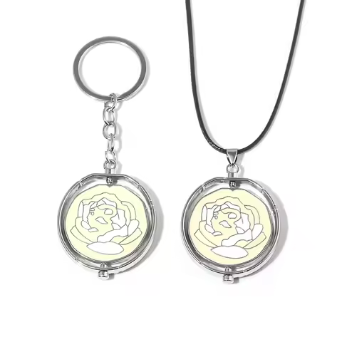 Game Jinx Keychain Blue Rose Rotatable Necklace Anime Arcane Season 2 Backpack Pendants Metal Fashio