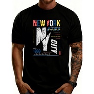 Urban Streetwear Style Men'S T-Shirt New York City Graphic Design Summer Casual Wear for Trendy Men 